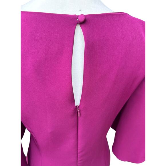 New NWT Milly Mila Cady Butterfly Sleeve Keyhole Knee Length Dress - Berry - 2 - Picture 6 of 11